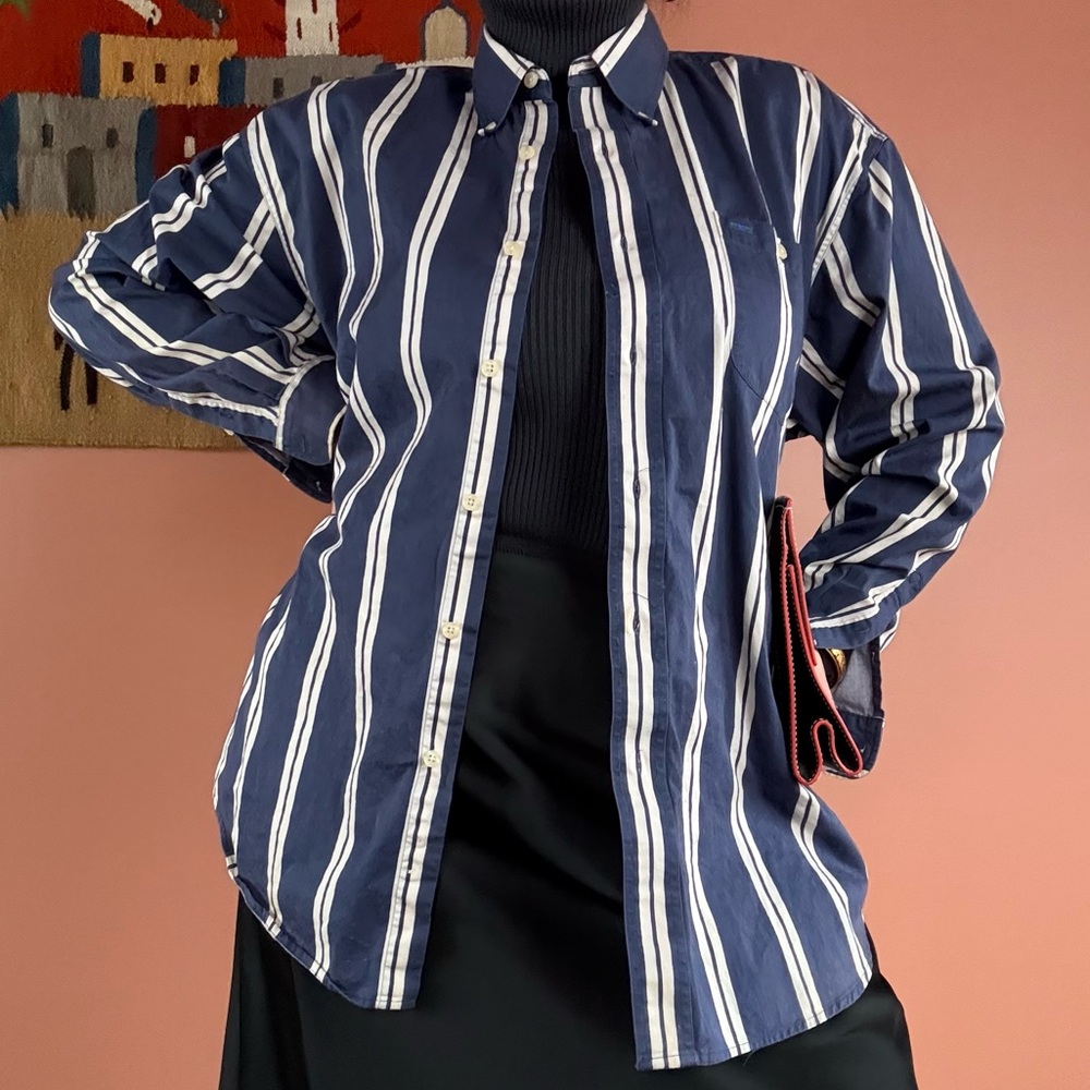 Vintage Navy and White Striped Shirt